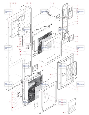 Pièces détachées Concerto Multicup - 230V 50Hz - Porte, côté extérieur - 1 - C5665X00 - Necta 