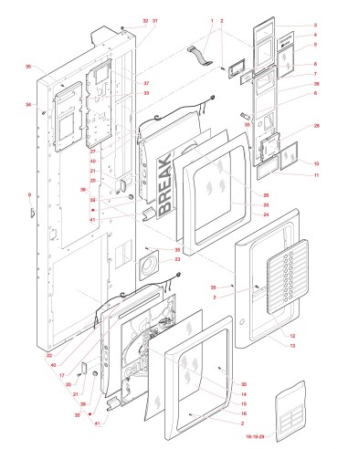 Pièces détachées Concerto Plus - 220V 50Hz - Porte, côté extérieur - 1 - C4835X00 - Necta 