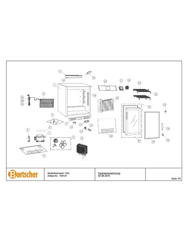 Pièces détachées pour Arrière bar réfrigéré 124L marque Bartsher 