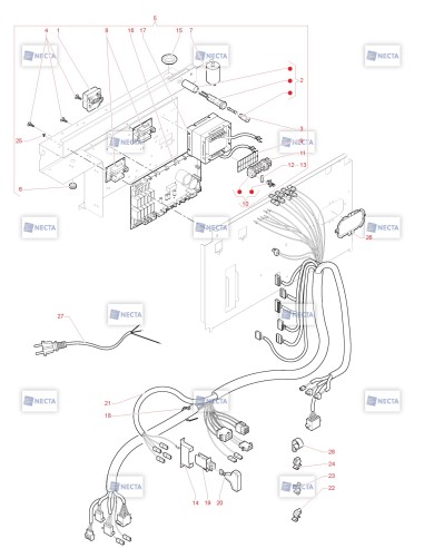 Pièces détachées Concerto Plus - 230V 50Hz - Panneau électrique - 4 - C4835X01 - Necta 