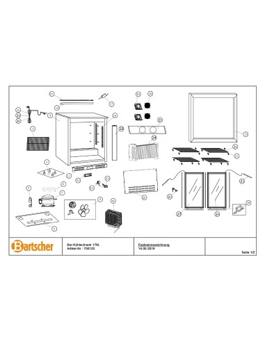 Pièces détachées pour Arrière bar réfrigéré 176L marque Bartsher 