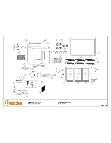 Pièces détachées pour Arrière bar réfrigéré 270L marque Bartsher 