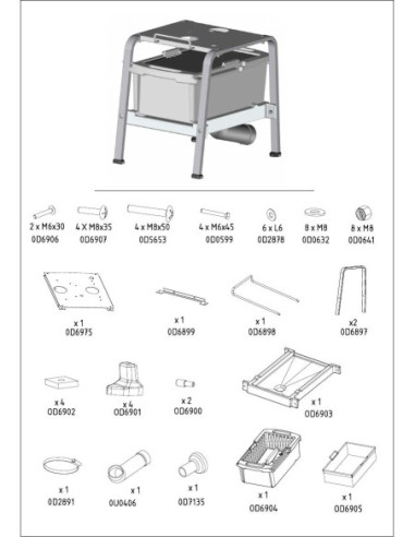 Piéces détachées Table Filtre+Tablette- Epluch. 5/10/15Kg - FTSHVP