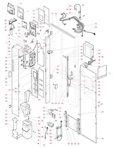 Pièces détachées Canto Touch Dual Cup - 230V 50Hz - Porte, côté intérieur - 2 - C4125X01 - Necta 