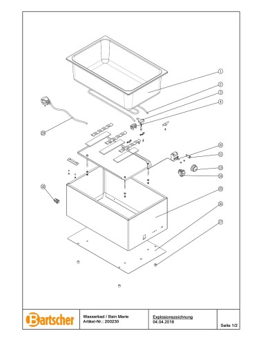 Pièces détachées pour Bain Marie 111-150 marque Bartsher 