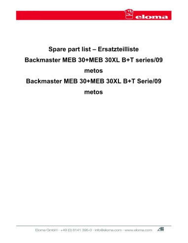 Pièces détachées ELOMA Backmaster-MEB-30XL-T (201112-) Annee 201112- - ELOMA Backmaster-MEB-30XL-T (201112-) - Annee 201112- - E