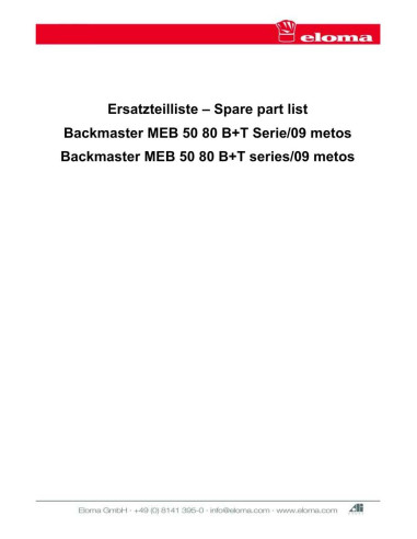 Pièces détachées ELOMA Backmaster-MEB-50-B (201112-) Annee 201112- - ELOMA Backmaster-MEB-50-B (201112-) - Annee 201112- - Eloma