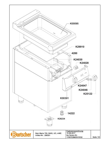 Pièces détachées pour Bain Marie 700, L400, SO, aAE marque Bartsher 