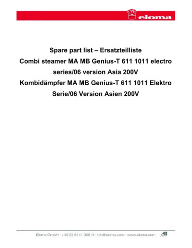 Pièces détachées ELOMA Genius-T-611-Electro-Asia-200V (201211-) Annee 201211- - ELOMA Genius-T-611-Electro-Asia-200V (201211-) -