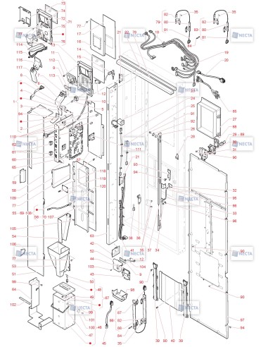 Pièces détachées Canto Espresso - Instant   -   230V - 50Hz - Porte, côté intérieur   - 2 - C3325X05 - Necta 