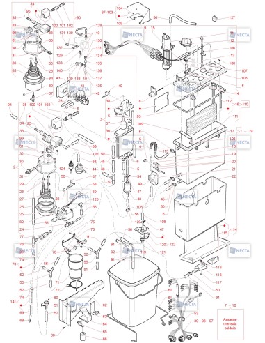 Pièces détachées Canto Espresso - Instant   -   230V - 50Hz - Circuit hydraulique (version Espresso)   - 5 - C3325X05 - Necta 