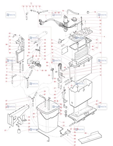 Pièces détachées Canto Espresso - Instant   -   230V - 50Hz - Circuit hydraulique (version Instant)   - 6 - C3325X05 - Necta 