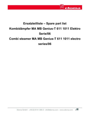 Pièces détachées ELOMA MA-1011-Elektro (201212-) Annee 201212- - ELOMA MA-1011-Elektro (201212-) - Annee 201212- - Eloma