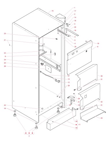 Pièces détachées Canto Classic Espresso   -   230V 50Hz - Châssis - 3 - C3425X02 - Necta 