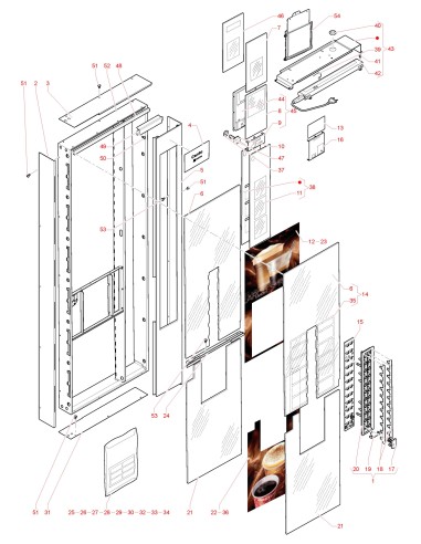 Pièces détachées Canto Dual Cup - 230V 50Hz - Porte, côté extérieur - 1 - C4055X01 - Necta 