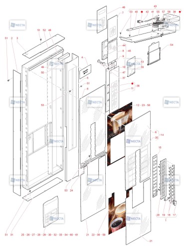 Pièces détachées Canto Dual Cup - 230V 50Hz - Porte, côté extérieur - 1 - C4055X02 - Necta 