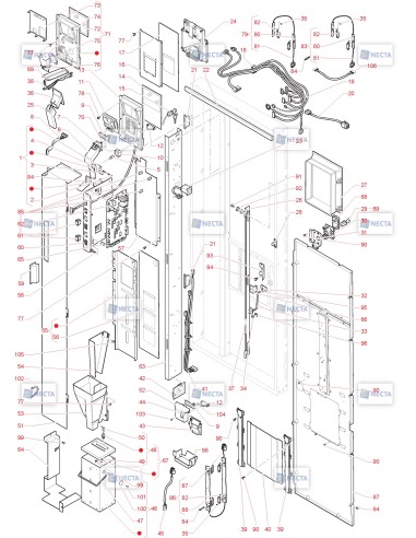 Pièces détachées Canto Dual Cup - 230V 50Hz - Porte, côté intérieur - 2 - C4055X02 - Necta 