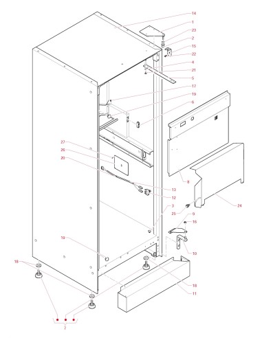 Pièces détachées Canto Espresso - 110-120V 60Hz - Châssis - 3 - C4735X00 - Necta 