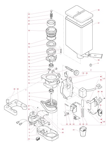 Pièces détachées Canto Espresso - 110-120V 60Hz - Moulin doseur - 9 - C4735X00 - Necta 