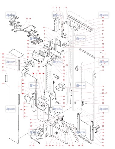 Pièces détachées Canto P Espresso - 230V 50Hz - Porte, côté intérieur - 2 - C3605X01 - Necta 