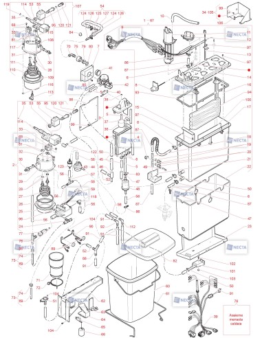 Pièces détachées Canto P Espresso - 230V 50Hz - Circuit hydraulique - 5 - C3605X01 - Necta 