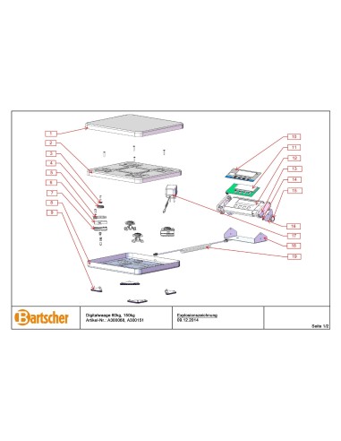 Pièces détachées pour Balance digitale, 150Kg, 50g marque Bartsher 