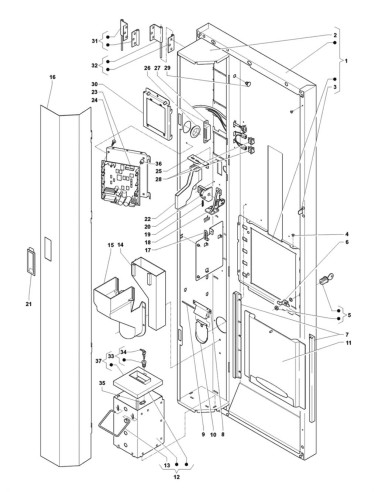 Pièces détachées Kikko Ul - Usa - Espresso - 120 Volt - 60 Hz - Porte, côté intérieur - 2 - C225X00 - Necta 