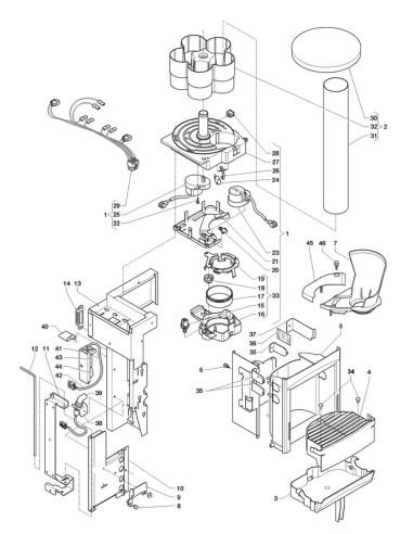 Pièces détachées Kikko Ul - Usa - Espresso - 120 Volt - 60 Hz - Distributeur de gobelets - 6 - C225X00 - Necta 