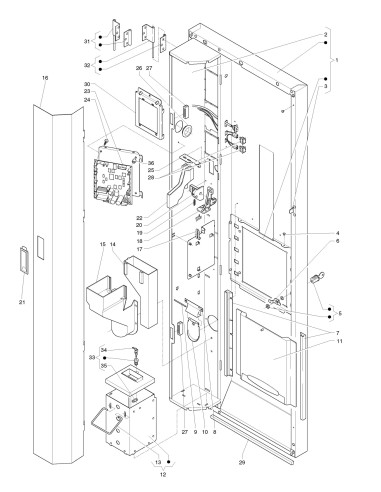 Pièces détachées Kikko Espresso -Ul-120 Volt -  60 Hz - Porte, côté intérieur - 2 - C225X01 - Necta 