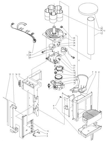 Pièces détachées Kikko C-I - Distributeur de gobelets - 6 - C184X00 - Necta 