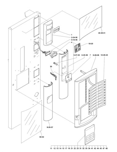 Pièces détachées Kikko - Espresso - Instant - 220 Volt - 50 Hz - Porte, côté extérieur - 1 - C184X02 - Necta 