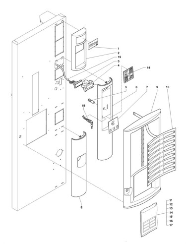 Pièces détachées Kikko Te' Espresso - Te' Espresso - 220 Volt - 50 Hz - Porte, côté extérieur - 1 - C226X00 - Necta 