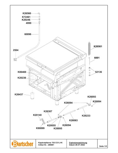 Pièces détachées pour Braisière basculante 700 E51LHK marque Bartsher 