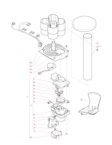 Pièces détachées Kikko Max Caffe'/Te' Espresso - Instant -  220/240V - 50/60Hz - Distributeur de gobelets 12OZ - 8 - C250X03 - N