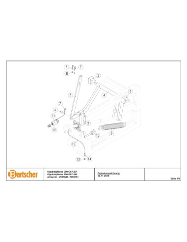 Pièces détachées pour Braisière basculante 900 G87LEK marque Bartsher 