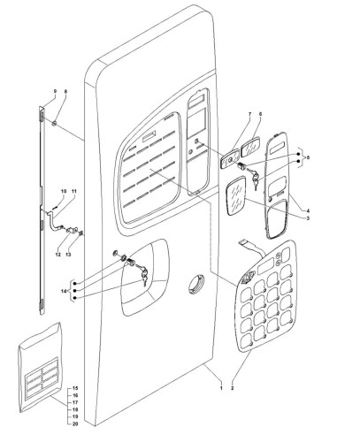 Pièces détachées Oblo' - Espresso - Instant - 220 Volt - 50 Hz - Porte, côté extérieur - 1 - C208X00 - Necta 