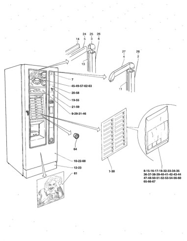 Pièces détachées Spazio - Espresso - Instant - 220 Volt - 50/60 Hz - Porte, côté extérieur - 1 - C088X05 - Necta 