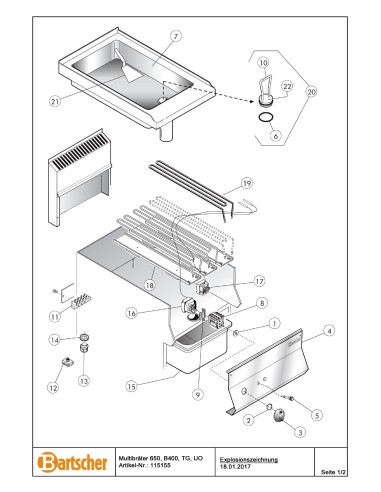 Pièces détachées pour Braisière multi 650, L400, AT, SO marque Bartsher 