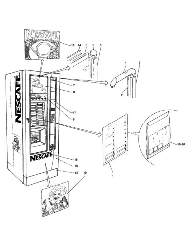 Pièces détachées Spazio Nestle' - Instant - 220 Volt - 50 Hz - Porte - Côté extérieur - 1 - C145X00 - Necta 