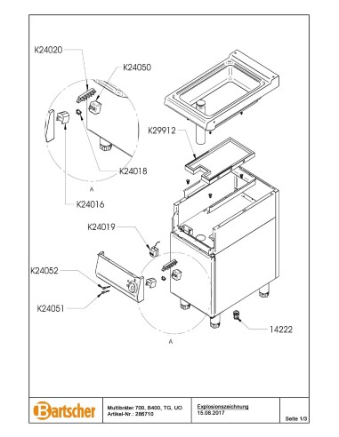 Pièces détachées pour Braisière multi 700, L400, AT, SO marque Bartsher 