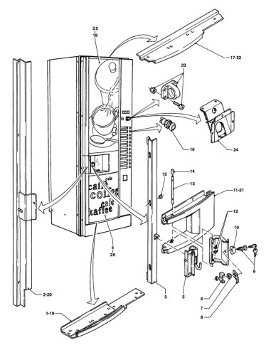 Pièces détachées Spazio P - Espresso - Instant - 220 Volt - 50 Hz - Porte - Côté extérieur - 1 - C169X00 - Necta 