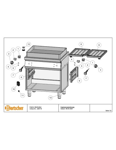 Pièces détachées pour Braisière multifonctions 20L ST2ZE marque Bartsher 