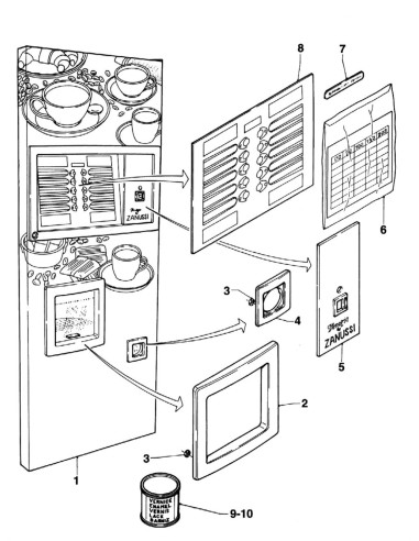 Pièces détachées Venezia - Espresso - 120 Volt - 60 Hz - Porte - Côté extérieur - 1 - C133X0 - Necta 