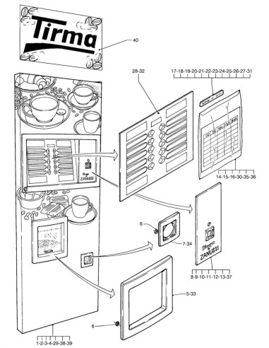 Pièces détachées Venezia - Espresso - Instant - 220 Volt - 50 Hz - Porte, côté extérieur - 1 - C104X02 - Necta 