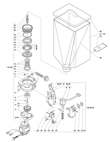 Pièces détachées Venezia - Espresso - Instant - 220 Volt - 50 Hz - Distributeur de capsules - 10 - C104X02 - Necta 