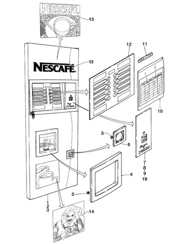 Pièces détachées Venezia Nestle' - Instant - 220 Volt - 50 Hz - Porte - Côté extérieur - 1 - C147X00 - Necta 