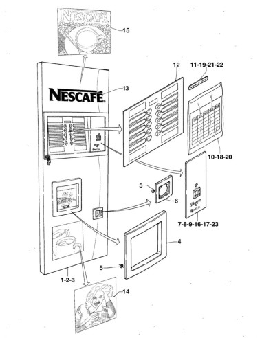 Pièces détachées Venezia Nestle' - Instant - 220 Volt - 50 Hz - Porte, côté extérieur - 1 - C147X01 - Necta 