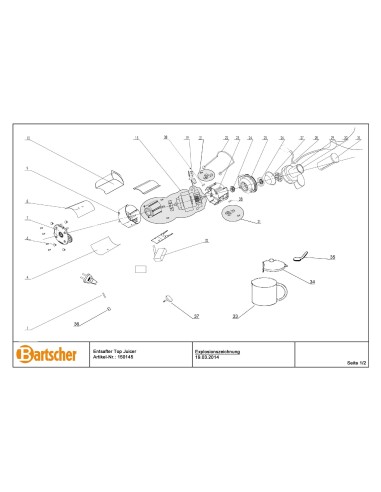 Pièces détachées pour Centrifugeuse Top Juicer marque Bartsher 