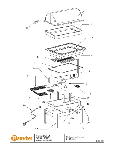 Pièces détachées pour Chafing dish 1/1 "COOL + HOT" marque Bartsher 