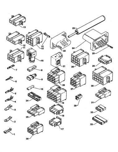 Pièces détachées Cb - Versione 450 - 220 Volt - 50 Hz - Connecteurs et bornes - 8 - C177X00 - Wittenborg 